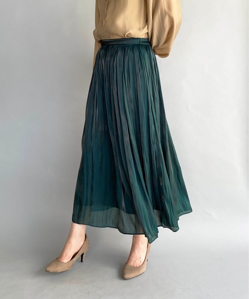 PICCIN（ピッチン）の「メタリックギャザースカート（スカート・レディース・チャコールグレー/ダークグリーン/モカ・M）」の5枚目の写真