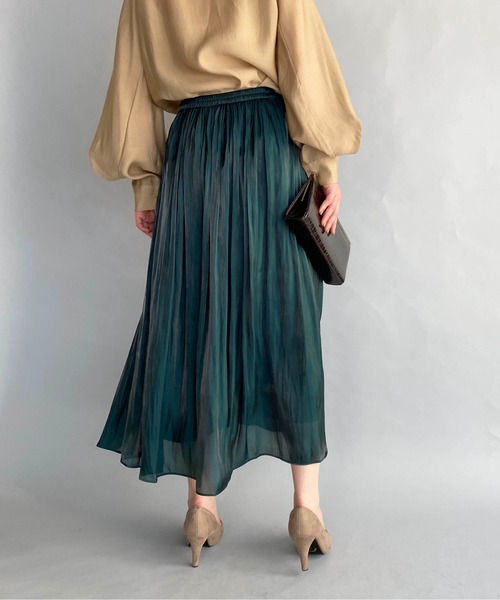 PICCIN（ピッチン）の「メタリックギャザースカート（スカート・レディース・チャコールグレー/ダークグリーン/モカ・M）」の6枚目の写真
