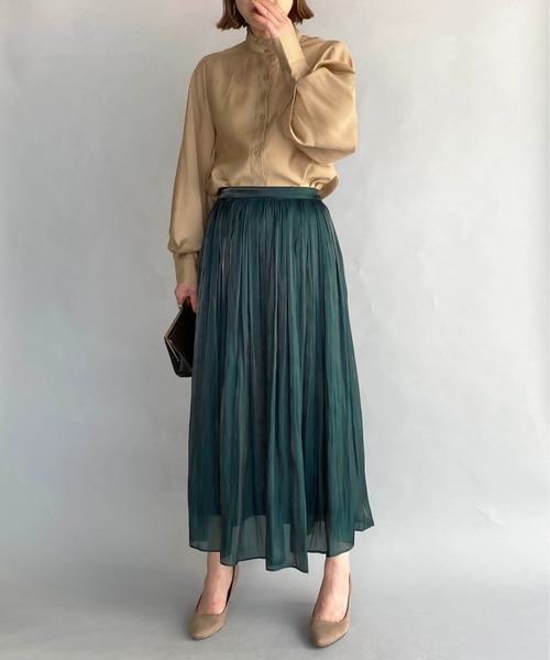 PICCIN（ピッチン）の「メタリックギャザースカート（スカート・レディース・チャコールグレー/ダークグリーン/モカ・M）」の8枚目の写真