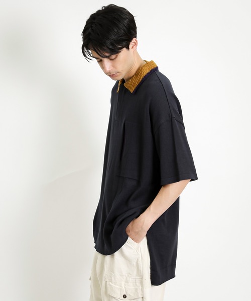 masterkey（マスターキー）の「masterkey マスターキー / FORMAL ビッグシルエットニットポロシャツ / MK21S-K-17（ポロシャツ・メンズ・ブラック/ブルー・1/2）」の2枚目の写真