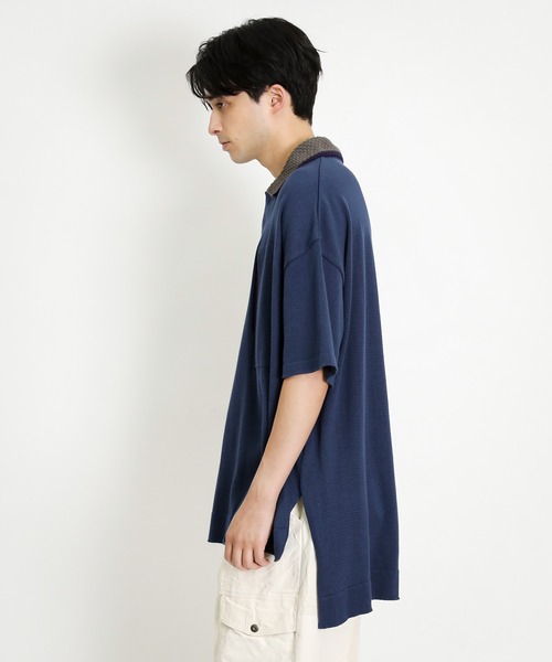 masterkey（マスターキー）の「masterkey マスターキー / FORMAL ビッグシルエットニットポロシャツ / MK21S-K-17（ポロシャツ・メンズ・ブラック/ブルー・1/2）」の9枚目の写真