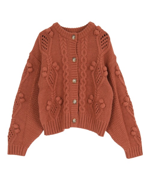 Knit247 ポップコーン売れ筋商品|||ニット　フード付き　オープンカーディガン ポップコーンニットカーディガン（カーディガン/ボレロ