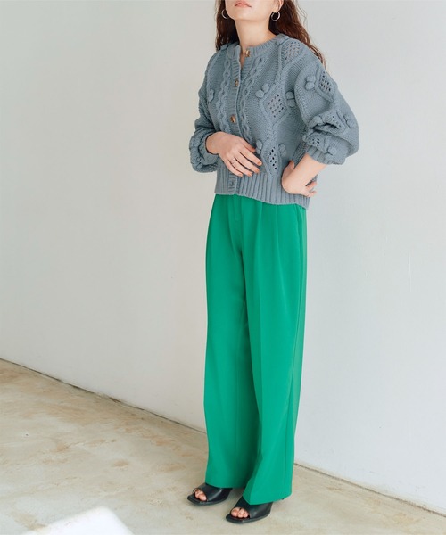 titivate（ティティベイト）の「ﾎﾟｯﾌﾟｺｰﾝﾆｯﾄｶｰﾃﾞｨｶﾞﾝ（カーディガン/ボレロ・レディース・ブルー/ライトベージュ/ブラウン/オレンジ系その他/アイボリー/ライトグリーン/ラベンダー・L/S/M）」の14枚目の写真