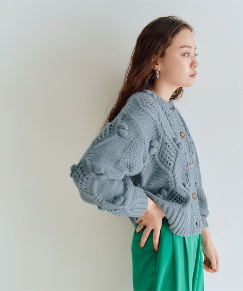 Knit240 ファジー　ポップコーン売れ筋商品|||ニット　オープンカーディガン ポップコーンニットカーディガン（カーディガン/ボレロ