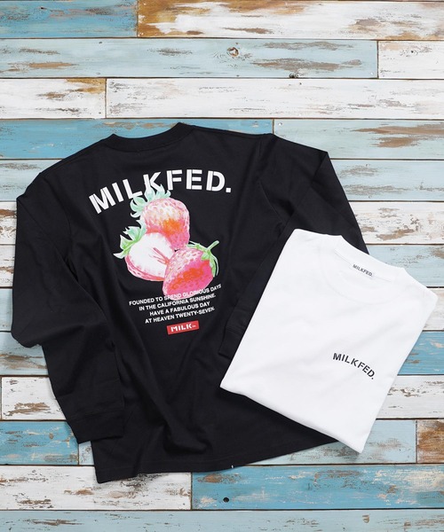 MILKFED.(ミルクフェド)の「LS TEE STRAWBERRY(Tシャツ/カットソー・レディース・ホワイト/ブラック・ONE SIZE)」の5枚目の写真