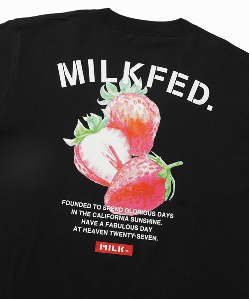 MILKFED.(ミルクフェド)の「LS TEE STRAWBERRY(Tシャツ/カットソー・レディース・ホワイト/ブラック・ONE SIZE)」の4枚目の写真