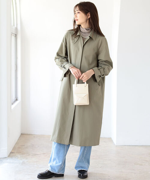 B:MING by BEAMS(ビーミングバイビームス)の「B:MING by BEAMS / 撥水 ステンカラー コート 21AW(ステンカラーコート・レディース・ベージュ/オリーブ・SMALL/MEDIUM)」の1枚目の写真