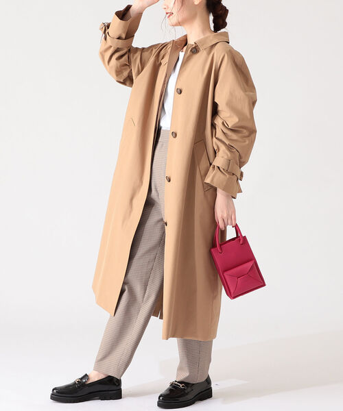 B:MING by BEAMS(ビーミングバイビームス)の「B:MING by BEAMS / 撥水 ステンカラー コート 21AW(ステンカラーコート・レディース・ベージュ/オリーブ・SMALL/MEDIUM)」の3枚目の写真