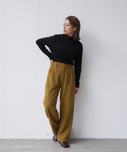 Happy John（ハッピージョン）の「basic color slacks pants/ベーシックカラースラックスパンツ（スラックス・レディース・ブラック/ダークグリーン/マスタード/ブルーグレー/イエロー/カーキ/ピンク・SMALL/MEDIUM）」の19枚目の写真