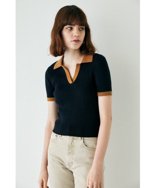 MOUSSY×XG RANDOM RIB KNIT ポロ MOUSSY（マウジー）の「XG RANDOM RIB KNIT ポロ（ニット