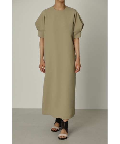 新品【撥水】RIM.ARK ハーフスリーブドレス　ベージュ　ドライタッチ　36 Tuck sleeve long OP（ドレス）｜RIM.ARK（リムアーク）の