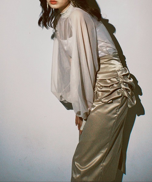 Romansual（ロマンシュアル）の「Romansual/ドレープペンシルスカート（スカート・レディース・ブラック/ベージュ・SMALL/MEDIUM）」の15枚目の写真