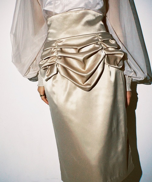 Romansual（ロマンシュアル）の「Romansual/ドレープペンシルスカート（スカート・レディース・ブラック/ベージュ・SMALL/MEDIUM）」の7枚目の写真