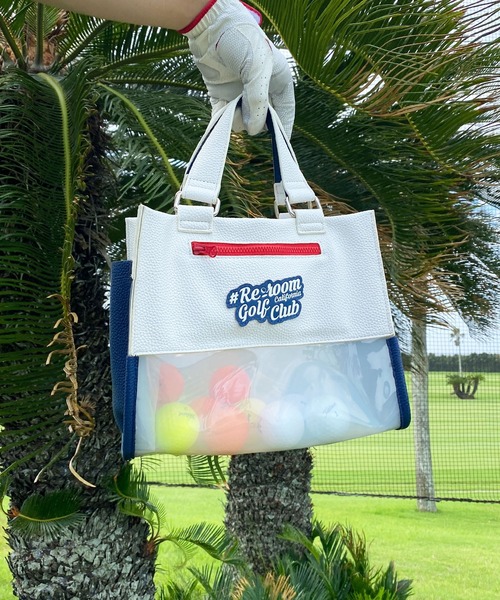 RCGCフェイクレザースイッチングクリアカートバッグ（トート