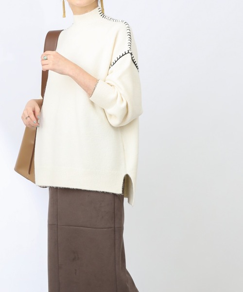 COLONY 2139（コロニートゥーワンスリーナイン）の「ハンドステッチニットプルオーバー（ニット/セーター・レディース・ブラック/アイボリー/グレイッシュベージュ/グレー/ホワイト/ブラウン・SMALL/MEDIUM/LARGE）」の3枚目の写真