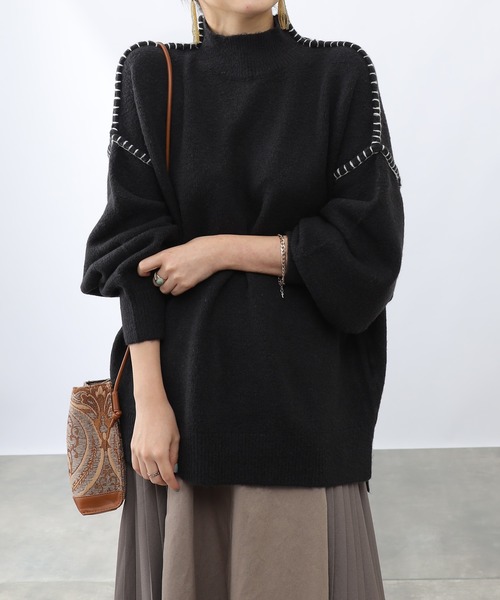 COLONY 2139（コロニートゥーワンスリーナイン）の「ハンドステッチニットプルオーバー（ニット/セーター・レディース・ブラック/アイボリー/グレイッシュベージュ/グレー/ホワイト/ブラウン・SMALL/MEDIUM/LARGE）」の8枚目の写真