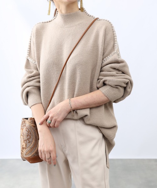 COLONY 2139（コロニートゥーワンスリーナイン）の「ハンドステッチニットプルオーバー（ニット/セーター・レディース・ブラック/アイボリー/グレイッシュベージュ/グレー/ホワイト/ブラウン・SMALL/MEDIUM/LARGE）」の9枚目の写真