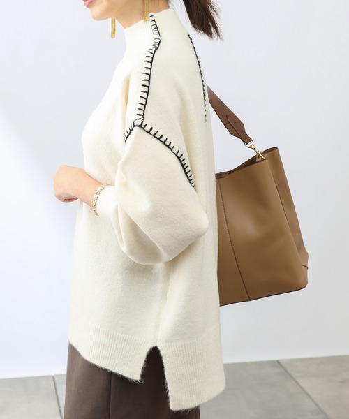 COLONY 2139（コロニートゥーワンスリーナイン）の「ハンドステッチニットプルオーバー（ニット/セーター・レディース・ブラック/アイボリー/グレイッシュベージュ/グレー/ホワイト/ブラウン・SMALL/MEDIUM/LARGE）」の15枚目の写真