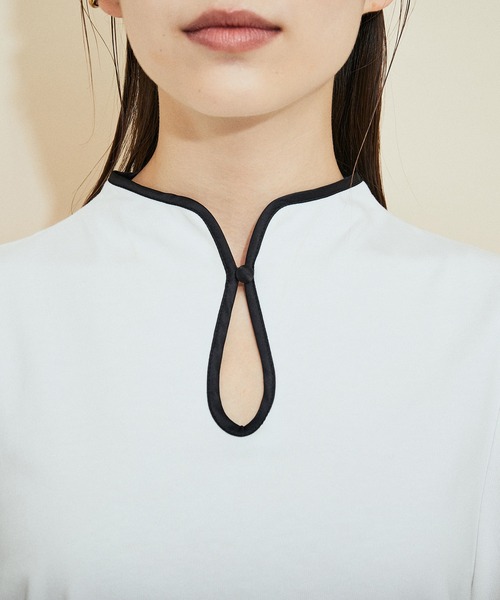 MADEMOISELLE ROPE'（マドモアゼル ロペ）の「スリットネックパフスリーブプルオーバー（Tシャツ/カットソー・レディース・ホワイト/ライトグリーン・38）」の14枚目の写真