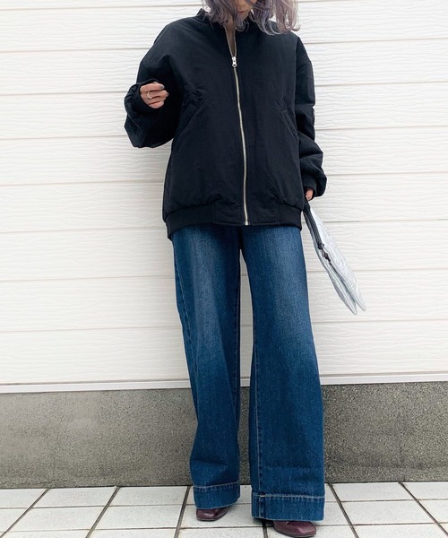 Q(キュー)の「リバーシブル MA-1ブルゾン(MA-1・レディース・ライトグレー/ブラック・MEDIUM)」の8枚目の写真