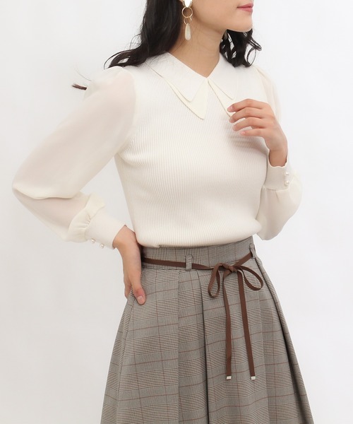 ASTORIA ODIER(アストリアオディール)の「二枚衿異素材使いニット(ニット/セーター・レディース・ホワイト/チャコールグレー/ブラック・MEDIUM/LARGE)」の21枚目の写真