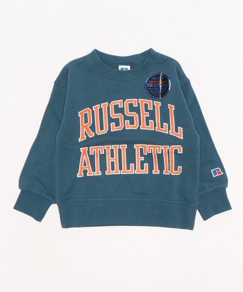 Russell Athletic（ラッセルアスレティック）の「【RUSSELL ATHLETIC】アーチプリントクルースウェット（100～150cm）（スウェット・キッズ・ホワイト/ブラック/ピンク/ブルー/グリーン/杢グレー・100/110/120/130/140/150）」の5枚目の写真