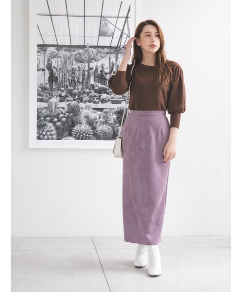 fifth（フィフス）の「スエードタッチナロースカート（スカート・レディース・アイボリー/グリーン/パープル・SMALL/MEDIUM）」の4枚目の写真