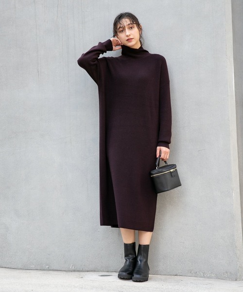 A part by(アパートバイ)の「14GWAcアゼタートルワンピース 254738(ワンピース・レディース・チャコールグレー/ベージュ/グリーン系その他5/パープル系その他5・FREE)」の4枚目の写真