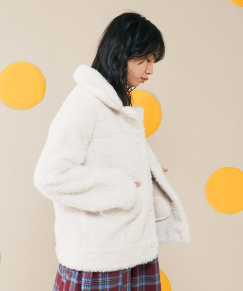 MERLOT（メルロー）の「ボアブルゾン（ブルゾン・レディース・ホワイト/ライトブルー・FREE）」の6枚目の写真