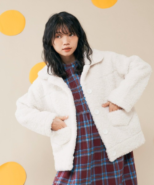 MERLOT（メルロー）の「ボアブルゾン（ブルゾン・レディース・ホワイト/ライトブルー・FREE）」の8枚目の写真