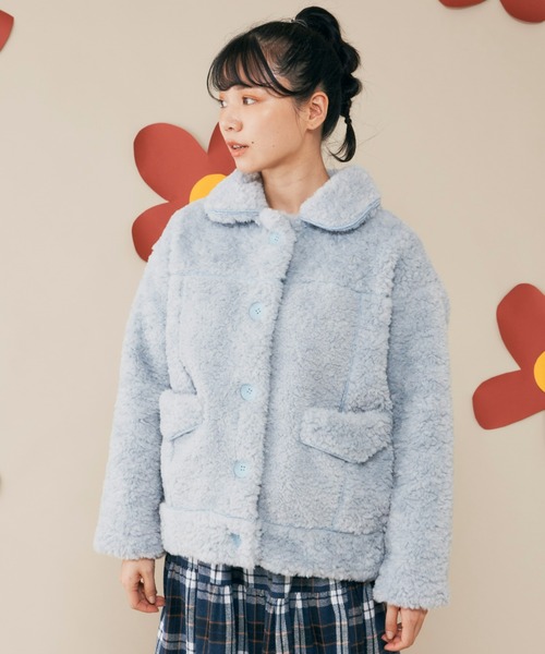 MERLOT（メルロー）の「ボアブルゾン（ブルゾン・レディース・ホワイト/ライトブルー・FREE）」の4枚目の写真