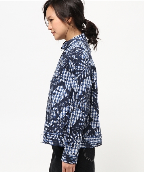 BEAMS BOY（ビームスボーイ）の「◎BEAMS BOY / 裾コード ギンガム プリント ブルゾン（ブルゾン・レディース・グレー/ブルー・ONE SIZE）」の9枚目の写真