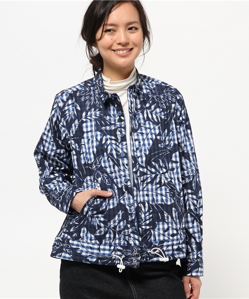 BEAMS BOY（ビームスボーイ）の「◎BEAMS BOY / 裾コード ギンガム プリント ブルゾン（ブルゾン・レディース・グレー/ブルー・ONE SIZE）」の5枚目の写真