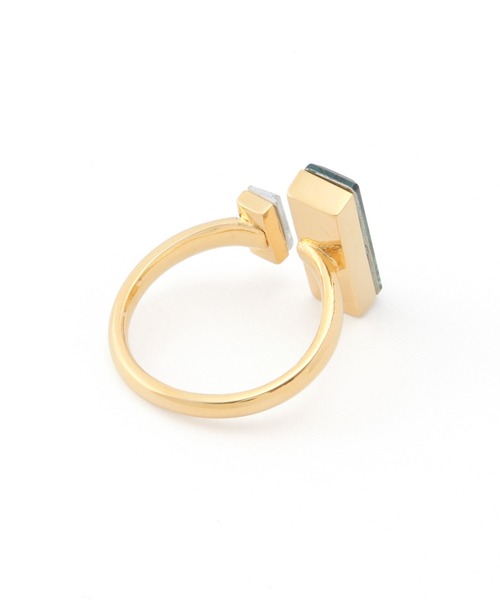 MADEMOISELLE ROPE'(マドモアゼル ロペ)の「バゲットカットビジューリング(リング・レディース・ネイビー/グリーン/ホワイト系その他・FREE)」の4枚目の写真