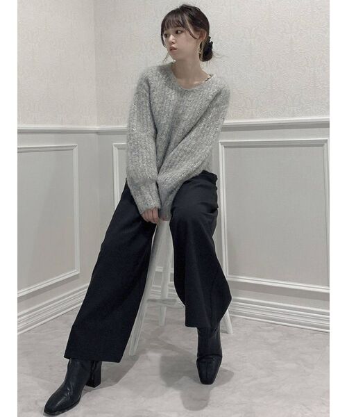 dazzlin（ダズリン）の「ハイウエストタックワイドパンツ（その他パンツ・レディース・ブラック/グリーン/アイボリー・SMALL/MEDIUM）」の7枚目の写真