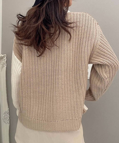 M y u(ミュー)の「【ZOZO限定アイテム】配色パッチワークニット(ニット/セーター・レディース・ベージュ/グレー・FREE)」の15枚目の写真