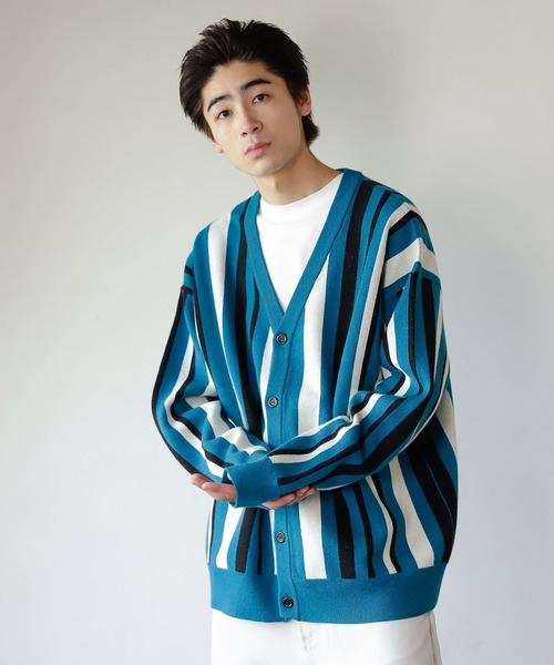 PBLIM（ページボーイリム）の「【PAGEBOYLIM】マルチストライプカーデ（カーディガン/ボレロ・レディース・グレー系その他/グリーン系その他/ブルー系その他・FREE）」の3枚目の写真