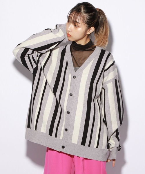 PBLIM（ページボーイリム）の「【PAGEBOYLIM】マルチストライプカーデ（カーディガン/ボレロ・レディース・グレー系その他/グリーン系その他/ブルー系その他・FREE）」の4枚目の写真