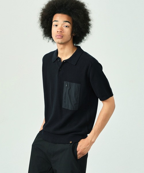 Alpha Industries(アルファインダストリーズ)の「<自宅洗濯可能>CORDURA ニットポロシャツ(ポロシャツ・メンズ・ブラック/ネイビー・MEDIUM/LARGE/X-LARGE)」の4枚目の写真