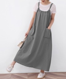 ギャザーロングサロペットスカート