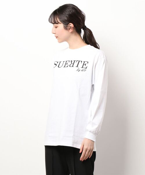 Q（キュー）の「SUERTUE ロンT（Tシャツ/カットソー・レディース・ホワイト/ベビーピンク・MEDIUM）」の6枚目の写真