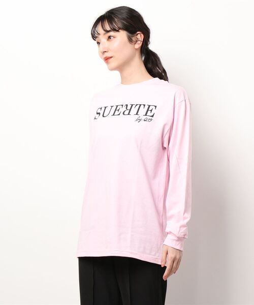 Q（キュー）の「SUERTUE ロンT（Tシャツ/カットソー・レディース・ホワイト/ベビーピンク・MEDIUM）」の5枚目の写真