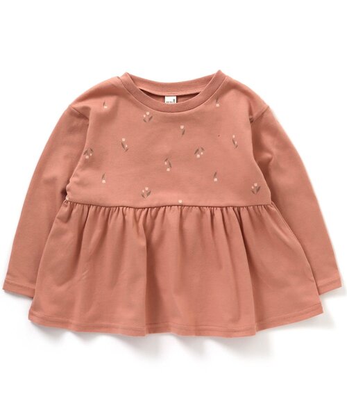 apres les cours（アプレレクール）の「【HAPPY PRICE】チューリップ柄切り替えペプラムTシャツ（Tシャツ/カットソー・キッズ・ライトインディゴブルー/アイボリー/オレンジ/サックスブルー/ラベンダー・130/140/80/90/100/110/120）」の5枚目の写真