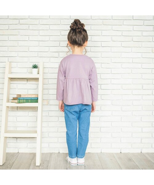 apres les cours（アプレレクール）の「【HAPPY PRICE】チューリップ柄切り替えペプラムTシャツ（Tシャツ/カットソー・キッズ・ライトインディゴブルー/アイボリー/オレンジ/サックスブルー/ラベンダー・130/140/80/90/100/110/120）」の18枚目の写真