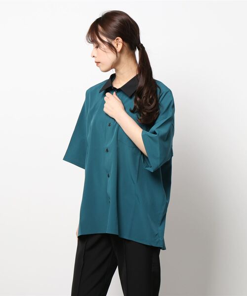 ARCHIVER(アーカイバ)の「【Ir】ポリストレッチクレリックシャツSS(シャツ/ブラウス・レディース・ホワイト/チャコールグレー/グリーン/グレイッシュベージュ/サックスブルー・LARGE/X-LARGE/MEDIUM)」の11枚目の写真