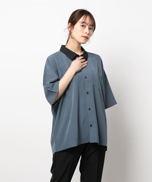 ARCHIVER(アーカイバ)の「【Ir】ポリストレッチクレリックシャツSS(シャツ/ブラウス・レディース・ホワイト/チャコールグレー/グリーン/グレイッシュベージュ/サックスブルー・LARGE/X-LARGE/MEDIUM)」の9枚目の写真
