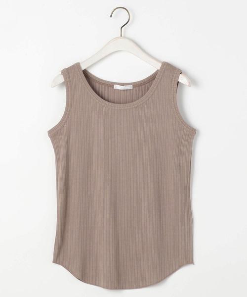 NICOLE white（ニコルホワイト）の「ランダムリブ 無地タンクトップ（タンクトップ・レディース・ライトグレー/チャコールグレー/グリーン/オフホワイト・FREE）」の7枚目の写真