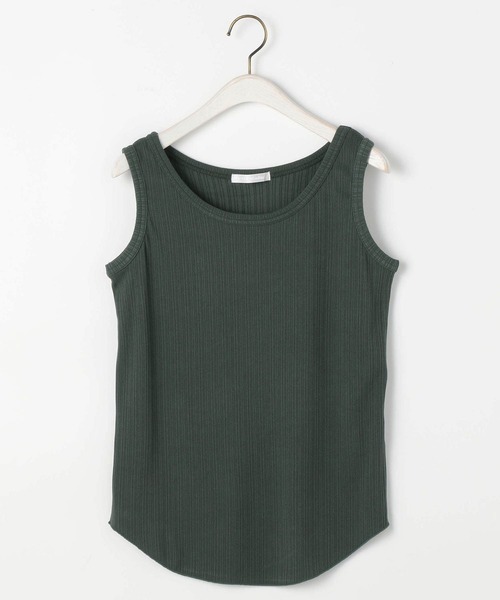 NICOLE white（ニコルホワイト）の「ランダムリブ 無地タンクトップ（タンクトップ・レディース・ライトグレー/チャコールグレー/グリーン/オフホワイト・FREE）」の10枚目の写真