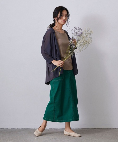 NICOLE white（ニコルホワイト）の「ランダムリブ 無地タンクトップ（タンクトップ・レディース・ライトグレー/チャコールグレー/グリーン/オフホワイト・FREE）」の19枚目の写真