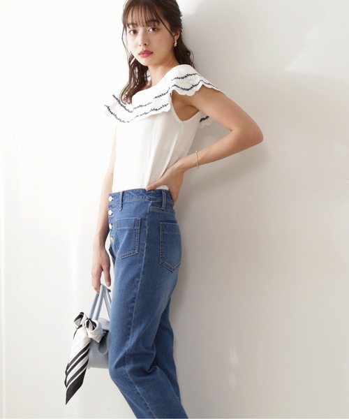 PROPORTION BODY DRESSING（プロポーションボディドレッシング）の「フロント釦ストレートデニム / 1212130401（その他パンツ・レディース・ダークネイビー/ブルー/ホワイト・X-SMALL/SMALL/MEDIUM）」の2枚目の写真